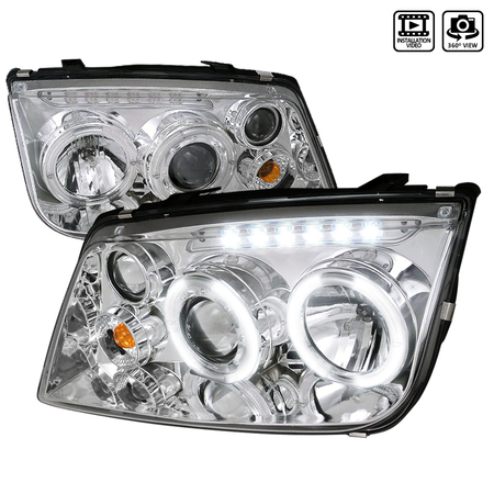 SPEC-D TUNING 99-04 Volkswagen Jetta Projector Headlight Chrome Housing LHP-JET99-RS